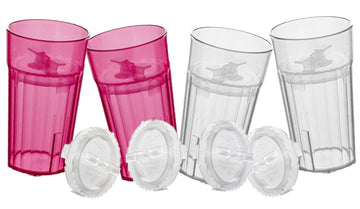 Reflo Smart Cup (Red & Clear 4-Pack) Open Training Cup, Toddler Cup, No Suction 6Oz, 360 Control-Flow, Usa Made Premium High-Imp
