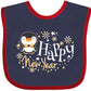 Inktastic Happy New Year With Cute Penguin Baby Bib Navy And Red 3921E