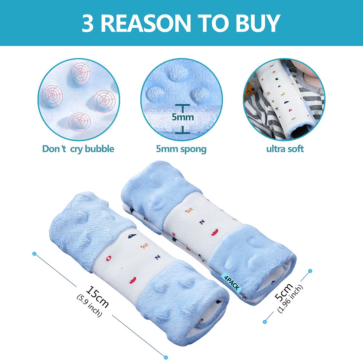 4 Packs Baby Car Seat Straps Cover Shoulder Pads for Baby, Baby Car Seat Belt Pads Seat Belt Covers for All Car Seats/Pushchair/