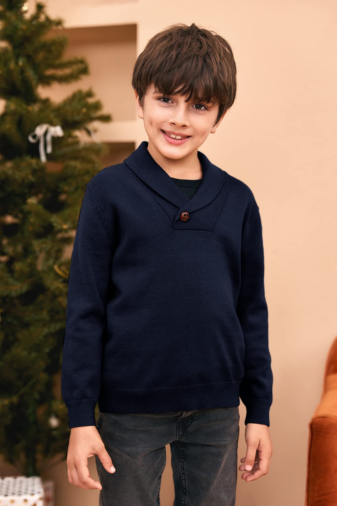 Ryannology Toddler Baby Boys Girls Sweater Shawl-Collar V Neck Pullover Sweaters Cable Kintted Photoshoot Outfits