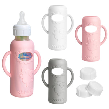 Joxodak 3 Pack Silicone Sleeves For Dr Brown Natural Glass Baby Bottles, Food Grade Anti Breakage Baby Bottle Holder With Handle