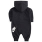 Nike Baby Boy All Day Play Hooded Coverall Romper (Black(56B954-023)/White, 12 Months)