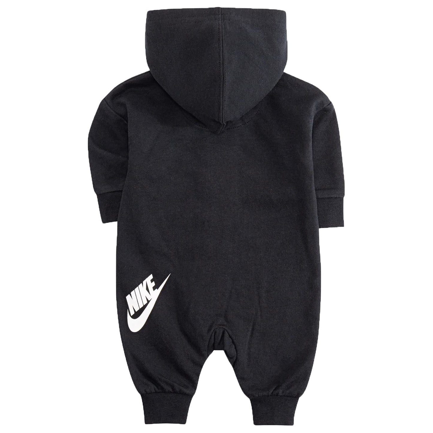 Nike Baby Boy All Day Play Hooded Coverall Romper (Black(56B954-023)/White, 12 Months)