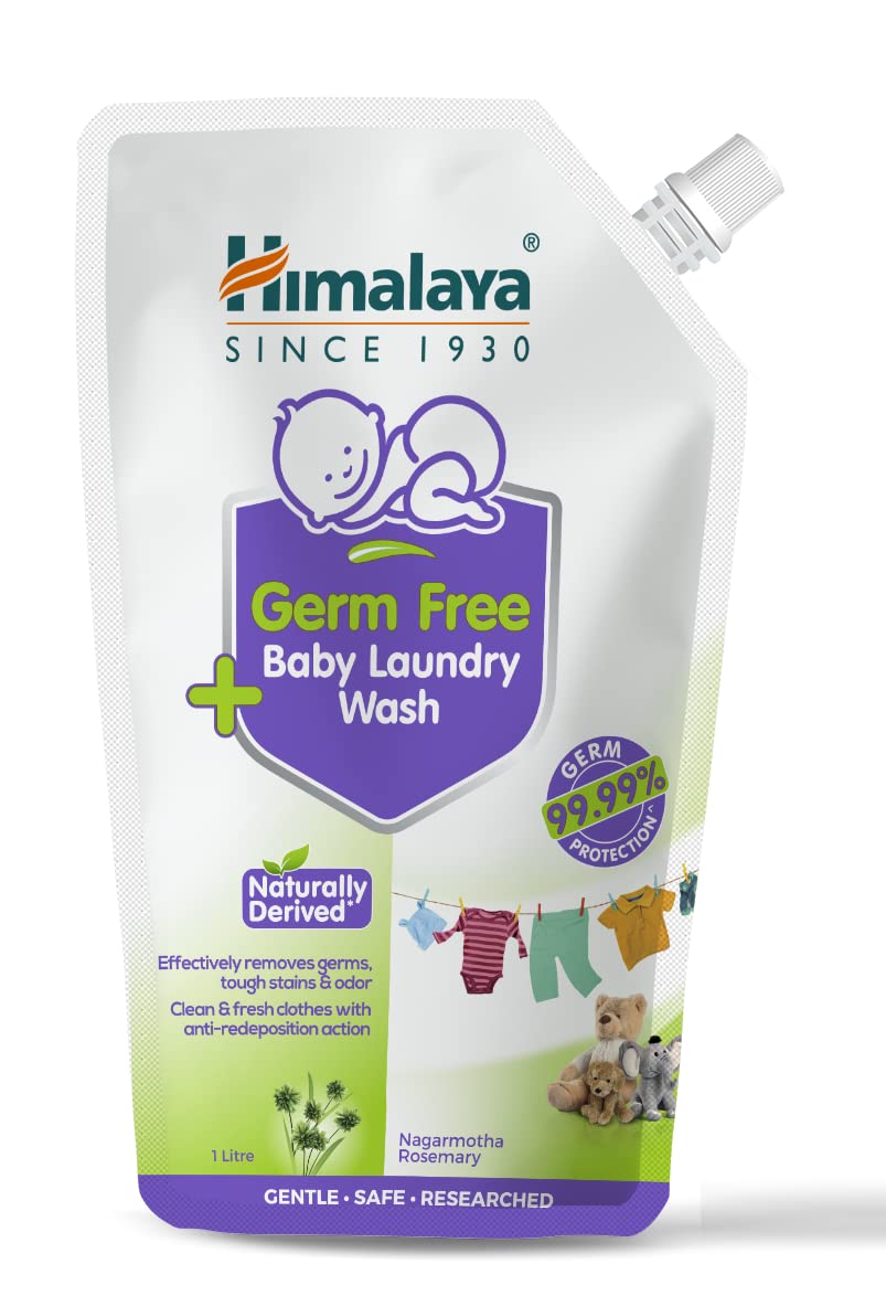 Himalaya Germ Free Baby Laundry Detergent Liquid 1 L (Refill Pouch) | Plant Based Cleansers & Biodegradable Ingredients | Dermat