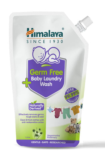 Himalaya Germ Free Baby Laundry Detergent Liquid 1 L (Refill Pouch) | Plant Based Cleansers & Biodegradable Ingredients | Dermat