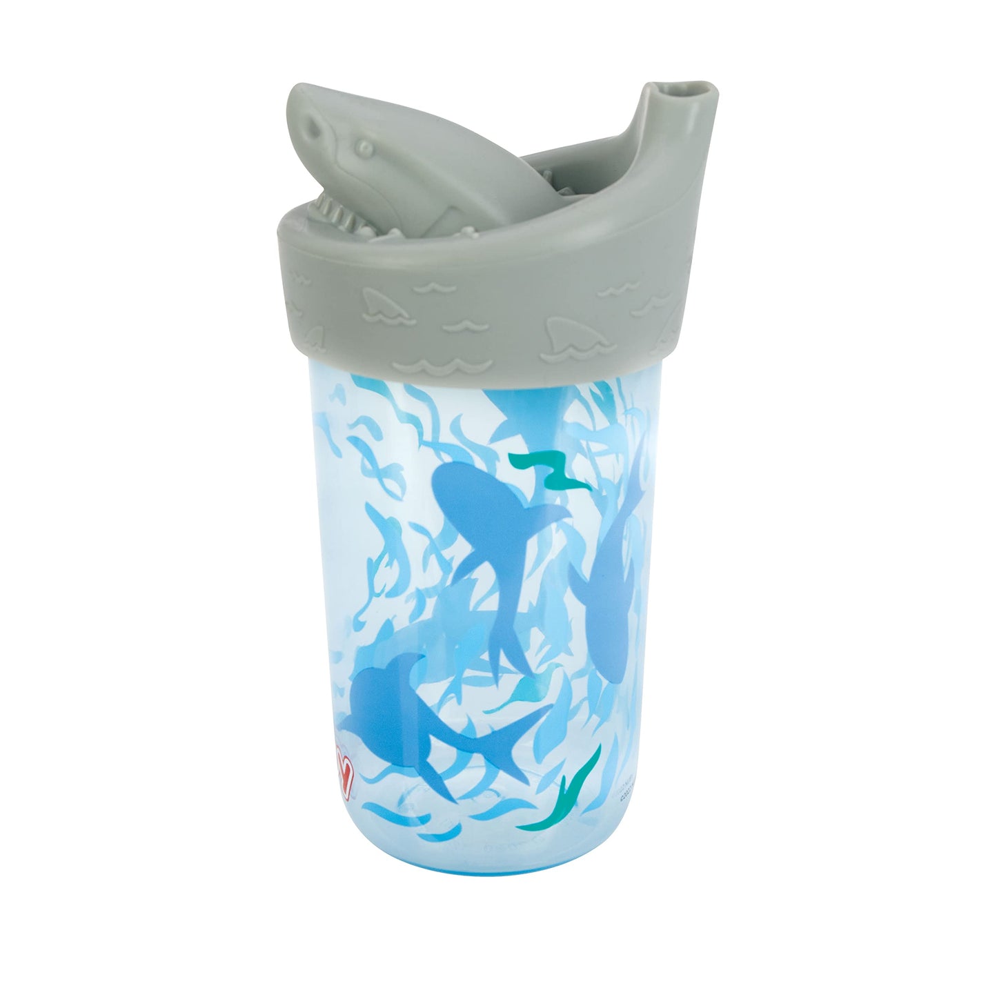 Nuby No Spill 3D Character Sippy Cup With Soft Touch Flo Silicone Top, 12 Ounce, Shark