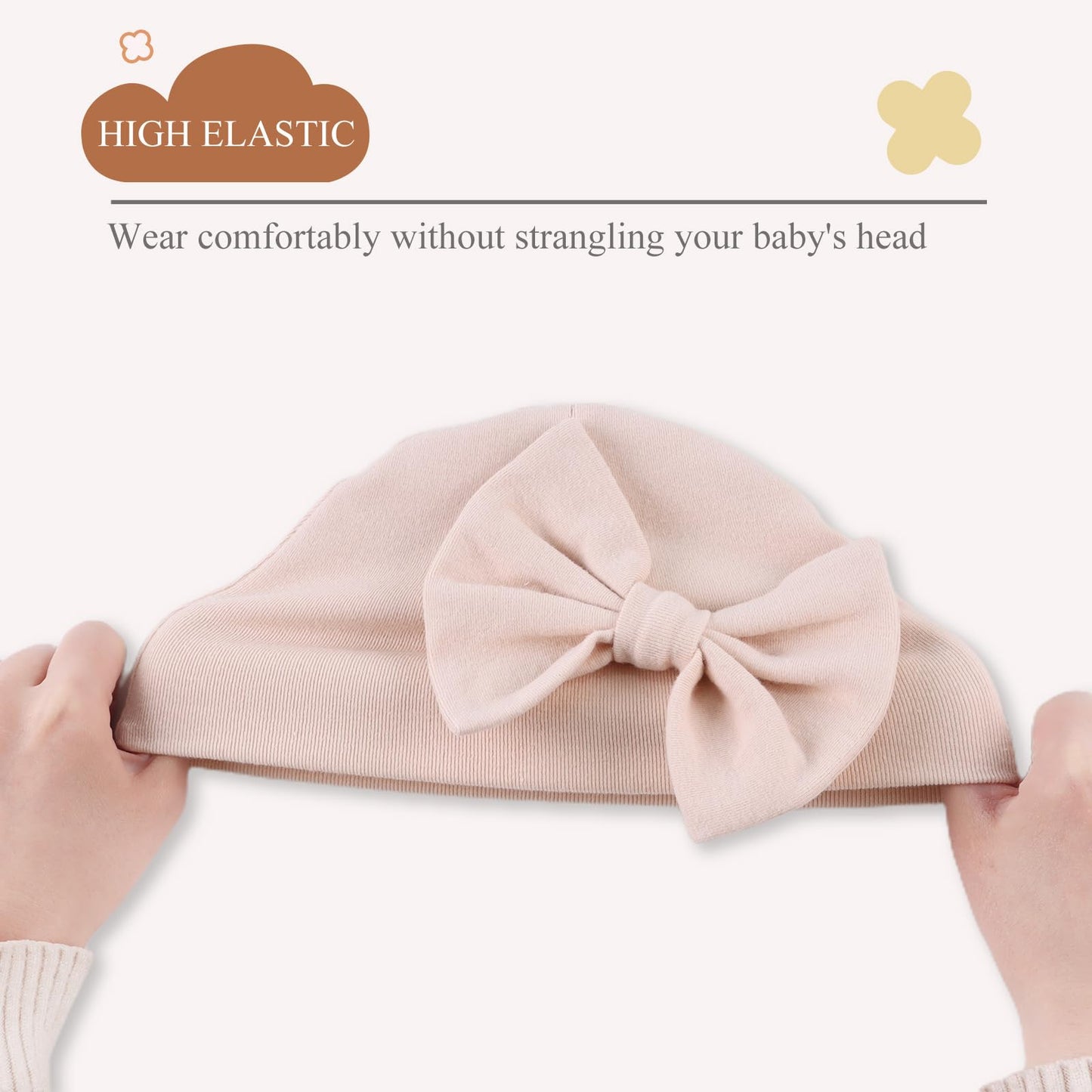 Newborn Baby Girl Hat Cotton Baby Bow Beanie Preemie Hats Spring Infant Hats For Girls 0-12 Months (4Pack-E, Preemie)