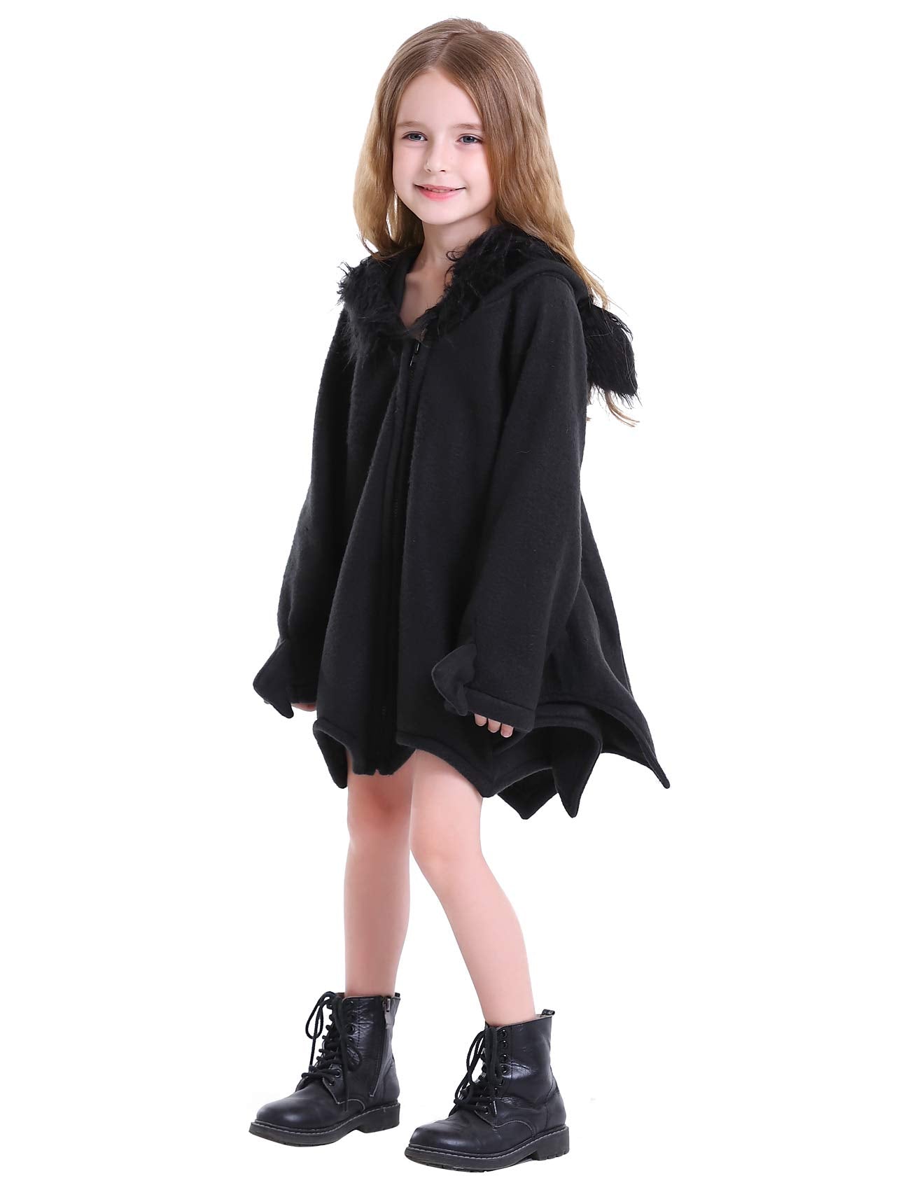 Bat Costume For Kids Animal Cosplay Girls Black Cute Cozy Children Halloween Vampire Zipper Dress M