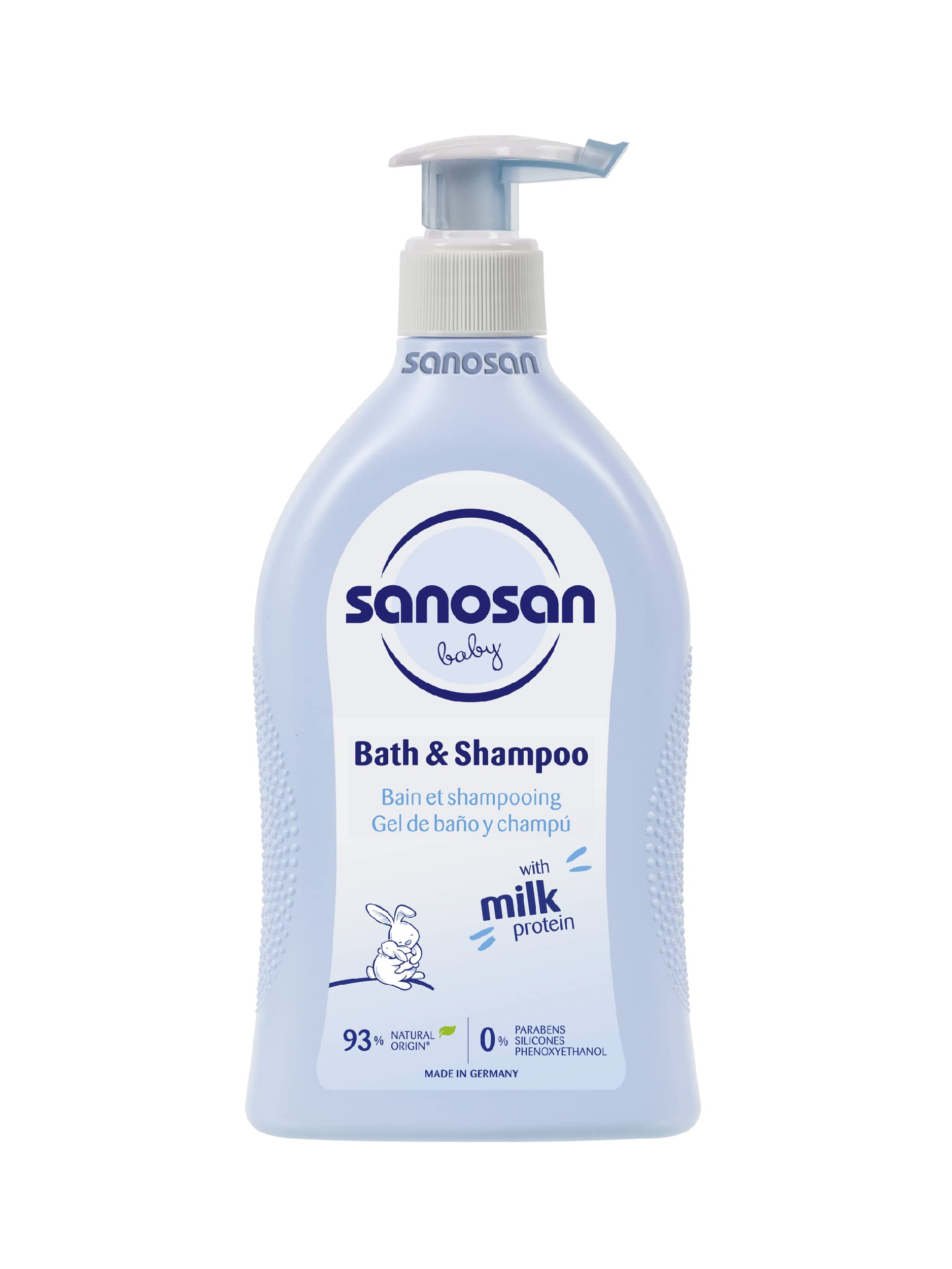 Sanosan Bath & Shampoo Hydrolysed Milk Protein Formula Daily Head To Toe Milky Wash No Tear Formula For Newborn Baby 2 In 1 Sham