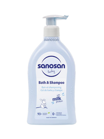 Sanosan Bath & Shampoo Hydrolysed Milk Protein Formula Daily Head To Toe Milky Wash No Tear Formula For Newborn Baby 2 In 1 Sham