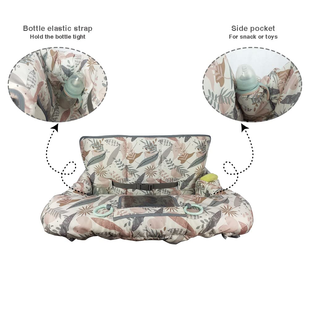 Shopping Cart Cover For Baby, 2 In 1 High Chair Cover For Restaurant Seat & Grocery Cart Cover For Babies, Thick Padded With Cle