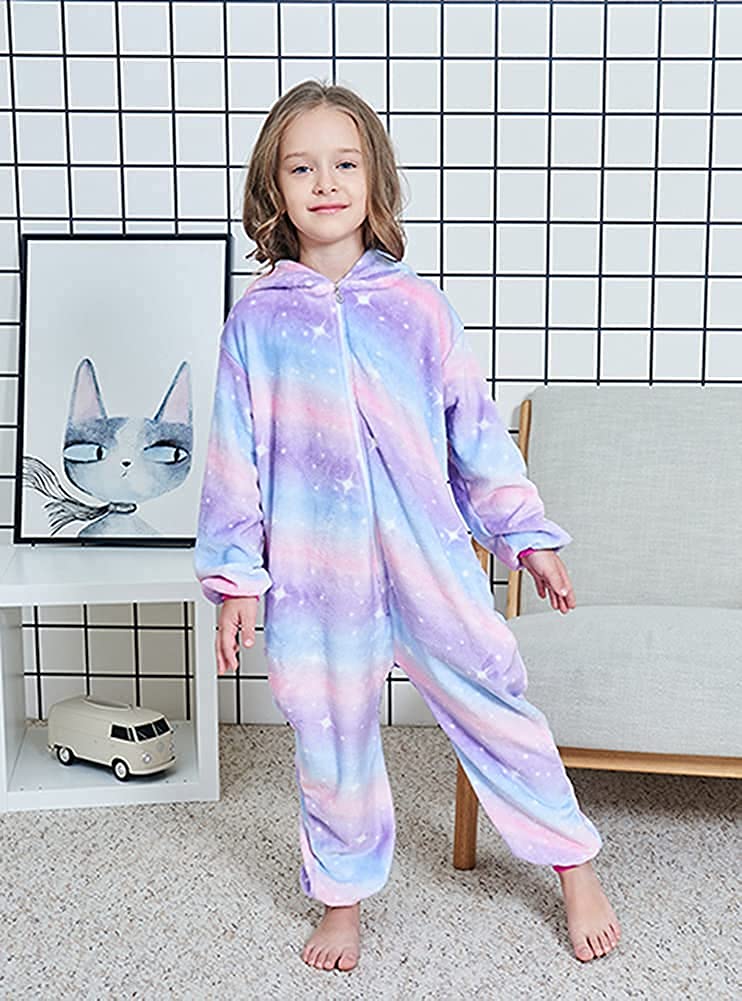 Cos Time Kids Unicorn Onesie Animal One Piece Pajamas Halloween Costumes (Bright Purple, 6-8 Years)