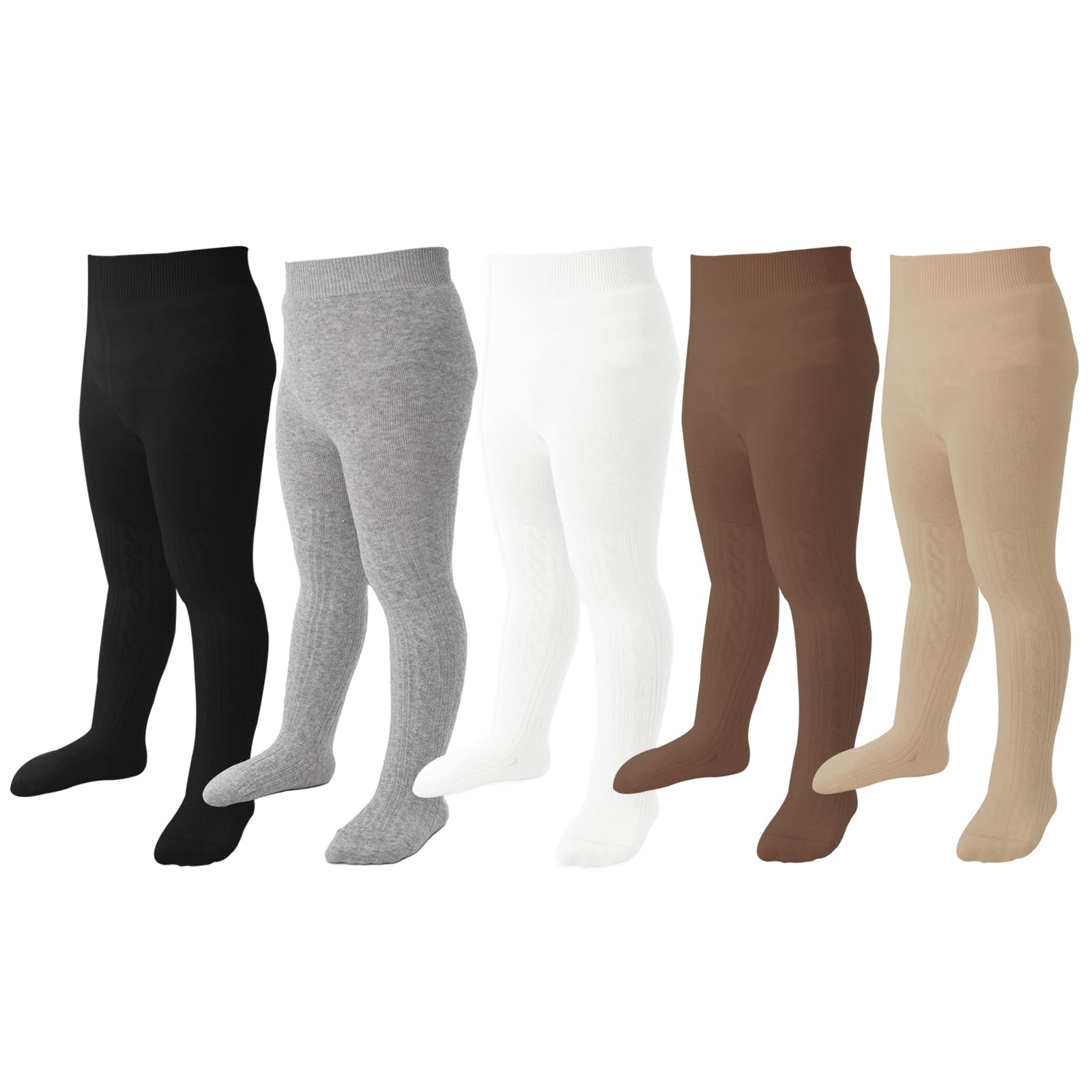 Mini Angel Baby Tights 2-4 Years Girls Tights Toddler Cable Knit Leggings Soft Cotton Stockings Pantyhose 3 Pack (Black,Coffee,O