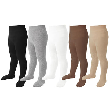 Mini Angel Baby Tights 2-4 Years Girls Tights Toddler Cable Knit Leggings Soft Cotton Stockings Pantyhose 3 Pack (Black,Coffee,O