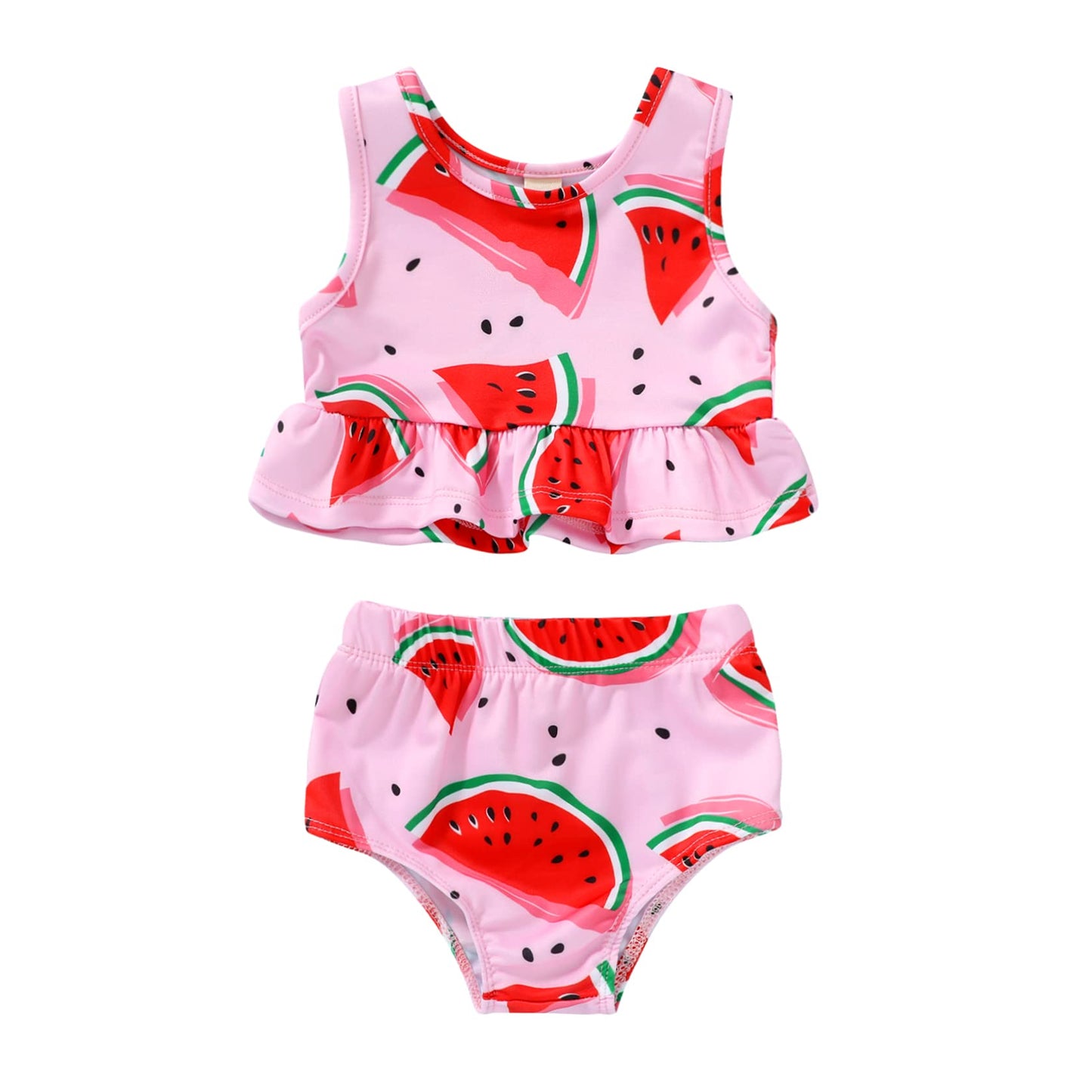 Younger Tree Toddler Baby Girls Summer Swimsuit Sleeveless Watermelon Swimwear Two-Piece Suit Beach Bikini (Pink And Watermelon,