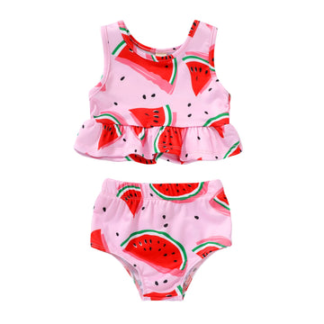 Younger Tree Toddler Baby Girls Summer Swimsuit Sleeveless Watermelon Swimwear Two-Piece Suit Beach Bikini (Pink And Watermelon,