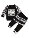 Tuemos Toddler Boy Clothes Lettle Sweatshirt Top + Camouflage Pants Outfit Set, Black#06, 18-24 Months