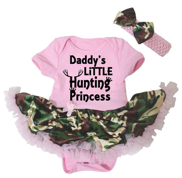 Petitebella Daddy'S Little Hunting Princess Baby Dress Nb-18M (Pink/Camouflage, 6-12 Months)