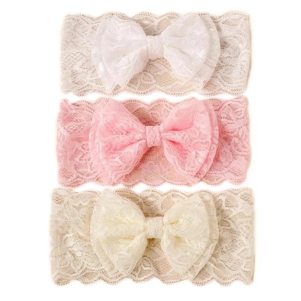 Evonest Floral Bow Applique Headbands For 612Month Girls | Bow Style Hair Accessory For Hair Styling, All Occasions Headband S