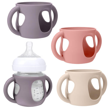 Busoha 3 Pack Silicone Sleeves For Avent Natural Baby Bottles - Drop Protection Baby Bottle Sleeves With Handle For Avent Natura