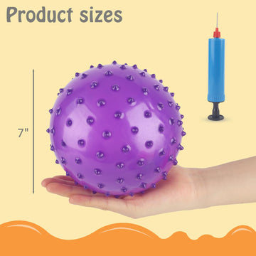 LOVEINUSA 6PCS Bounce Balls with Pump, Knobby Balls 7inch Sensory Balls Spiky Massage Balls for Babies Toddlers