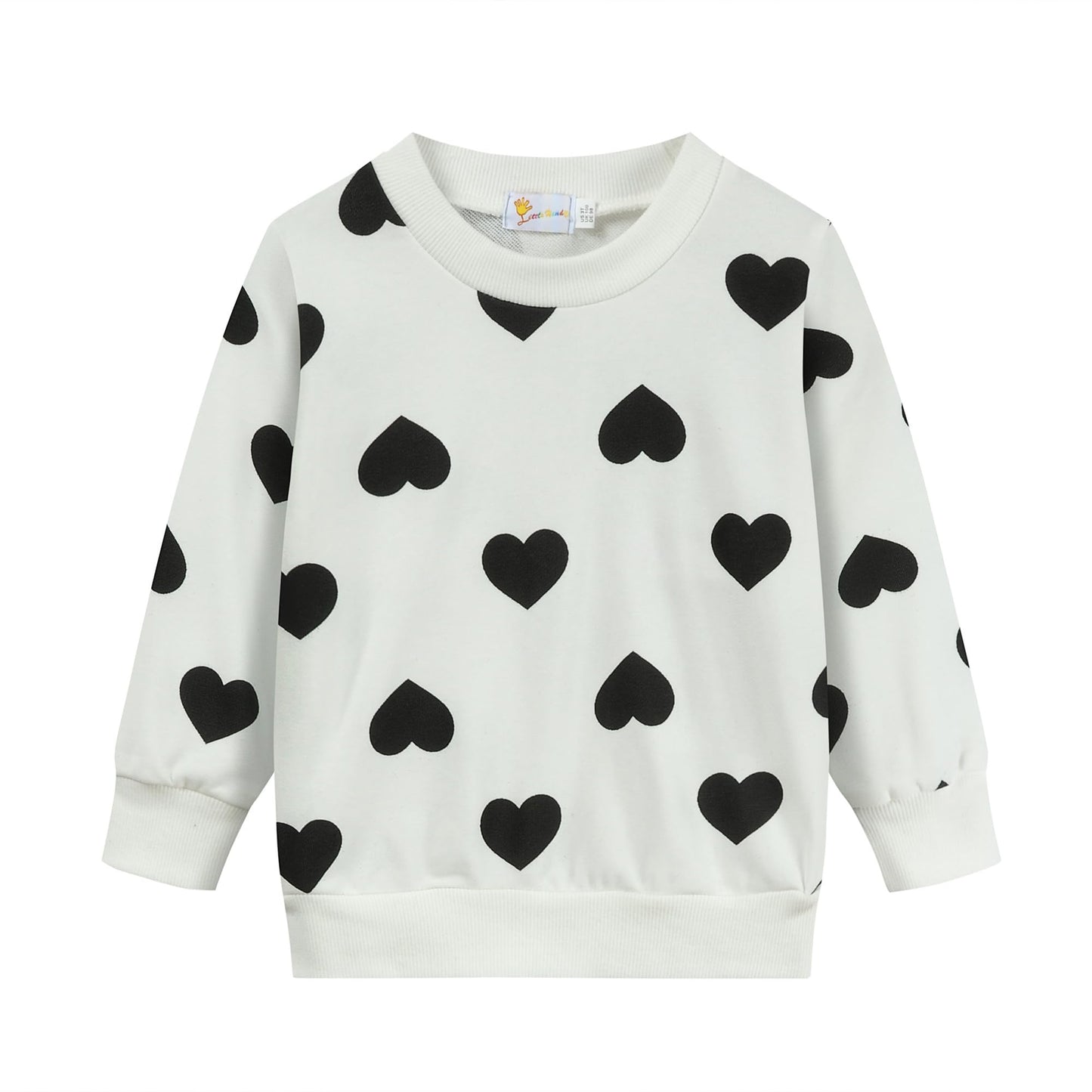 Ddsol Toddler Little Girl Clothes Set Valentine Day Outfit Black White Love Heart 2 Pcs Long Sleeve Sweatshirt Top + Pant With L