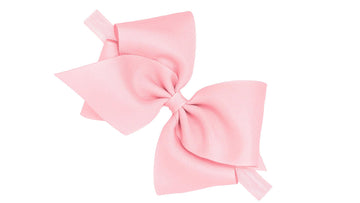 Wee Ones Girls Classic Grosgrain Hair Bow on a Matching Baby Hair Band, For All Hair Types, Mini King Bow, 6-24 Months, Light P