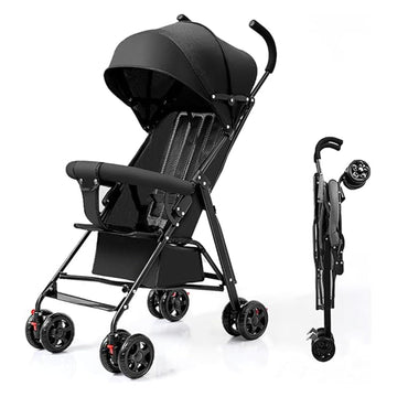 SafeOKid Baby Stroller Buggy, Lightweight & Compact Travel Pram With 5Point Safety Harness, Adjustable Canopy, Reclining Seat