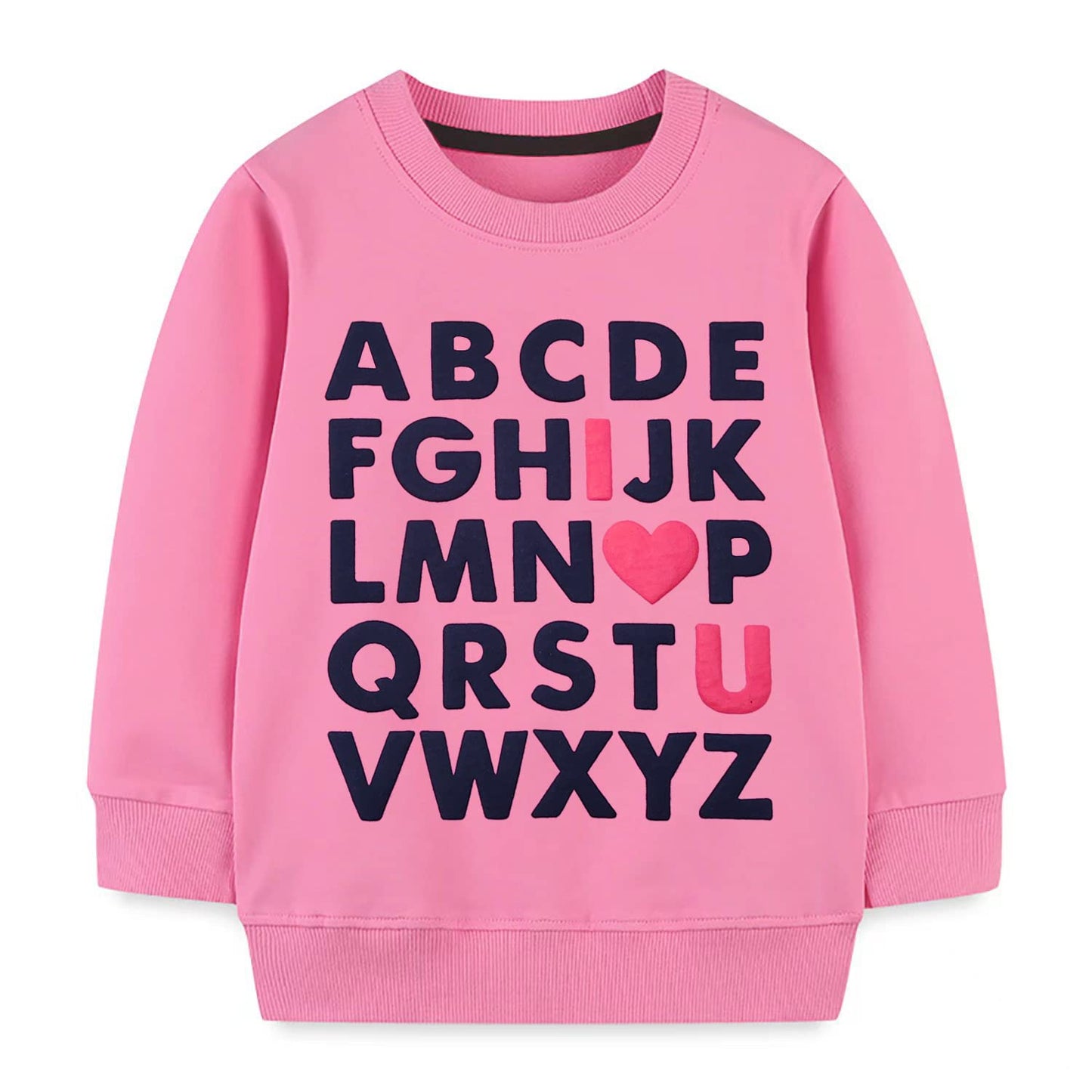 Mrocioa Valentine'S Day Outfit Alphabet Abc I Love U Shirt Girls Sweatshirt Kids Long Sleeve Heart Tops Pink 5 6 Years