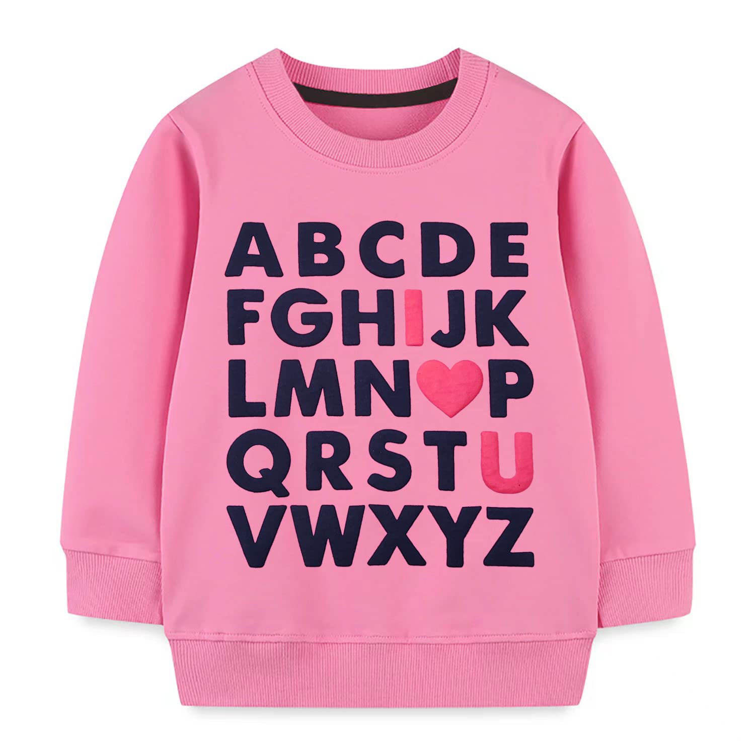 Mrocioa Abc I Love U Shirt, Toddler Baby Girl Sweatshirt Kids Valentine'S Day Shirt Long Sleeve Vday Tops Pink Size 2T