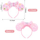 Fanyity Mouse Ears, Sequin Mouse Ears Headband For Boys Girls Women Halloween Birthday Party (Birthday Bear Pink)