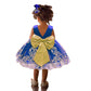 Baby Princess Girls Embroidery Dresses Toddler Lace Ruffles New Year Easter Tutu Dress With Headwear (Sapphire,80)