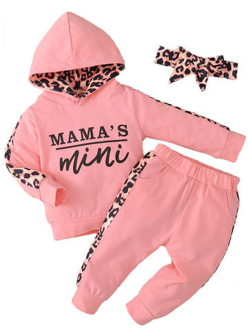 Newborn Baby Girl Clothes Outfits Infant Hoodie Sweatshirt Pants Headband Toddler Girl Clothing Set (Newborn, Peach)