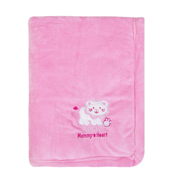 NAMAN Emroided Cartoon Mid Heavy Crib Baby Blanket Double Layer Soft Coral Crib Top Sheet Bed Bedding for Baby Boys and Baby Gir