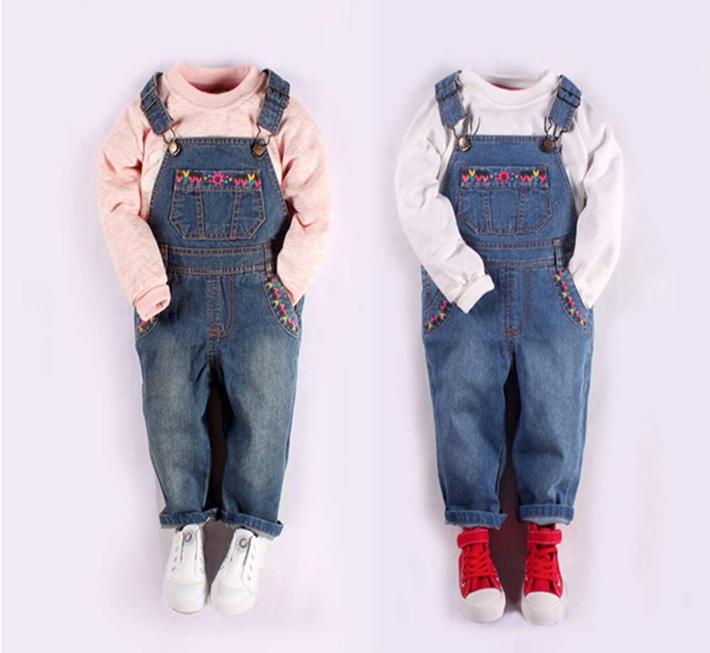 Kidscool Space Baby & Little Girls Denim Overalls,Jean Workwear,Deep Blue,18-24 Months