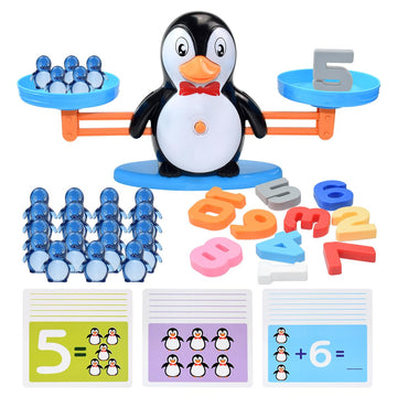 BAKAM Penguin Balance Scale & Number Counting Blocks Games for Kids Ages 3-5, Montessori Math Games for Kids 5-7, Preschool Kind