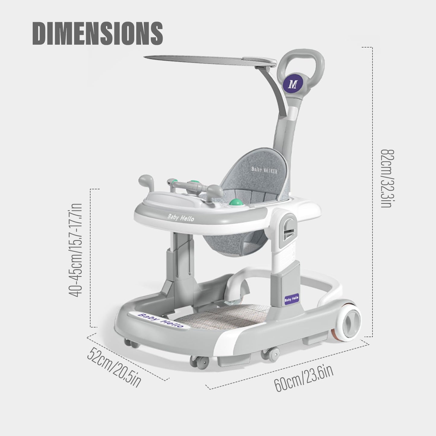 3-In-1 Foldable Baby Walker: Music Car-Themed Activity Center, Walker With Wheels, Walker And Bouncer Combo With Foot Mat, Anti-