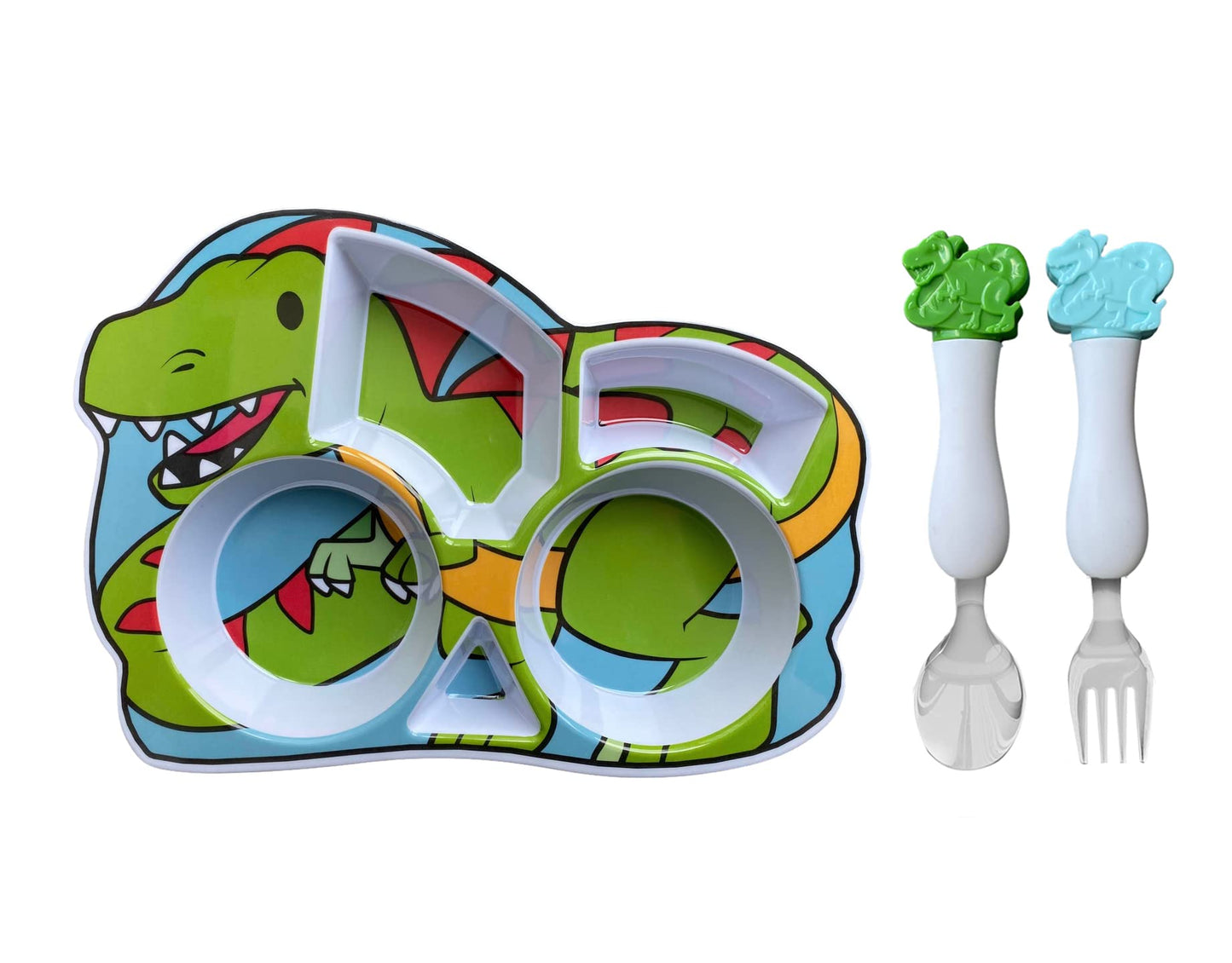 ARI MES - Dinosaur Plate for Toddlers, BPA-free Kids Set and Dish Set, Dino Kids Dishes, Lightweight and Plates and Shatter Resi