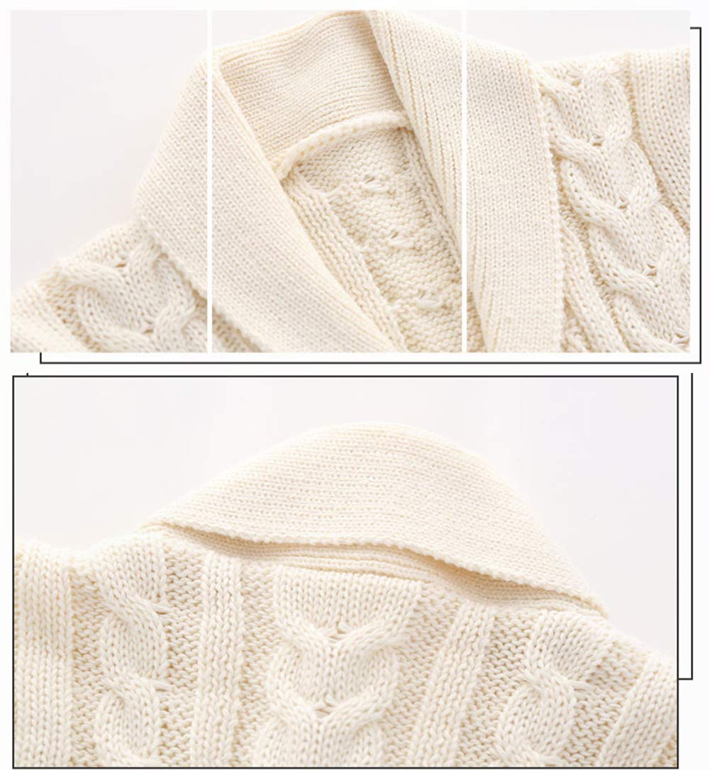 Feidoog Infant Baby Boys Cardigan Crochet Sweater V-Neck,Toddler Knit Button Up Knitted Pattern Pullover Sweatshirt,Beige,6-12M