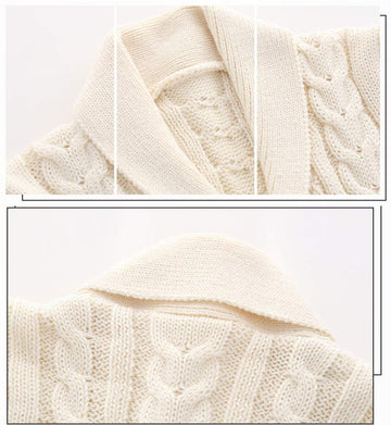 Feidoog Infant Baby Boys Cardigan Crochet Sweater V-Neck,Toddler Knit Button Up Knitted Pattern Pullover Sweatshirt,Beige,6-12M