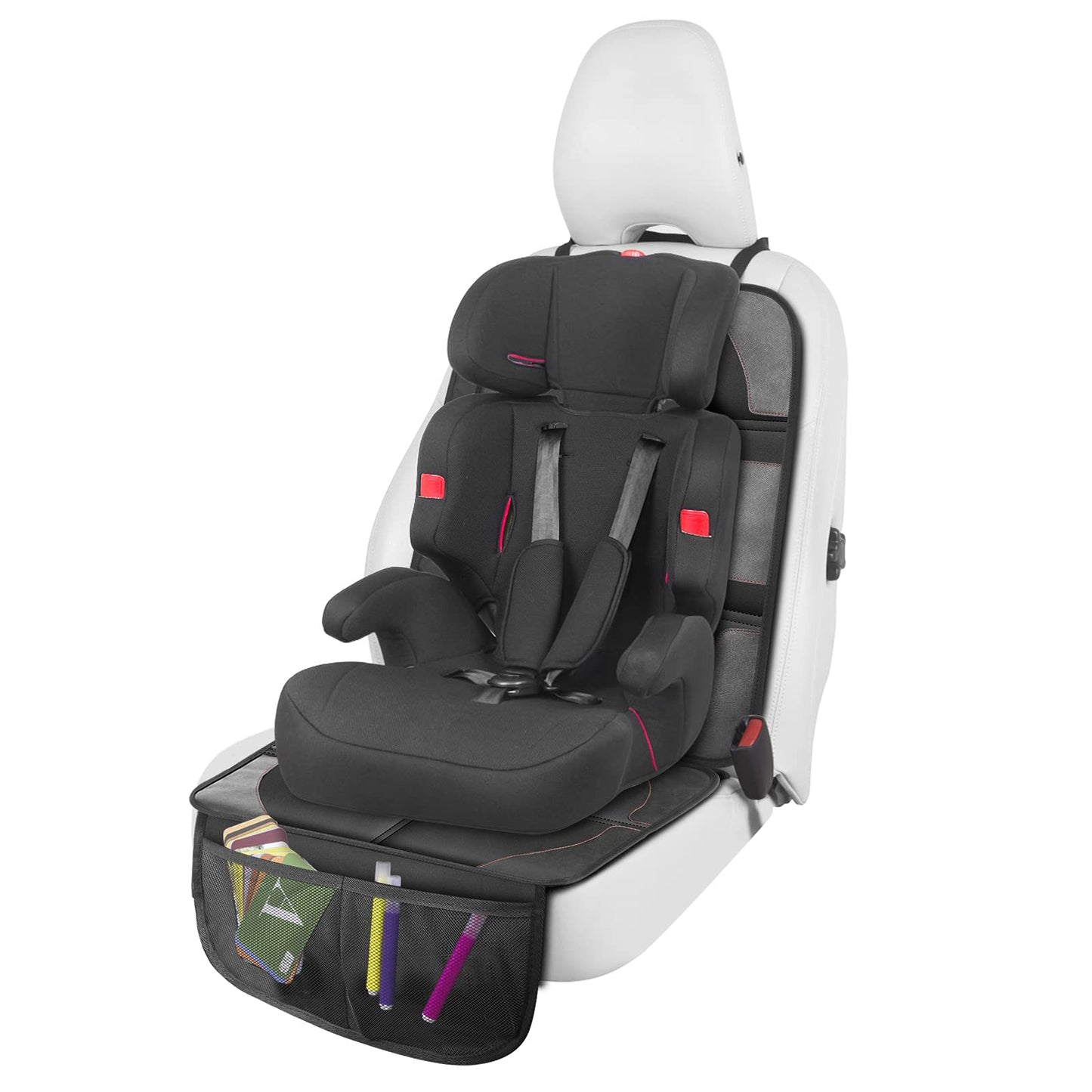 Luilanc Car Seat Protector With Thickest Padding,Waterproof 600D Fabric Child Baby Seat Protector With Storage Pockets,Non-Slip