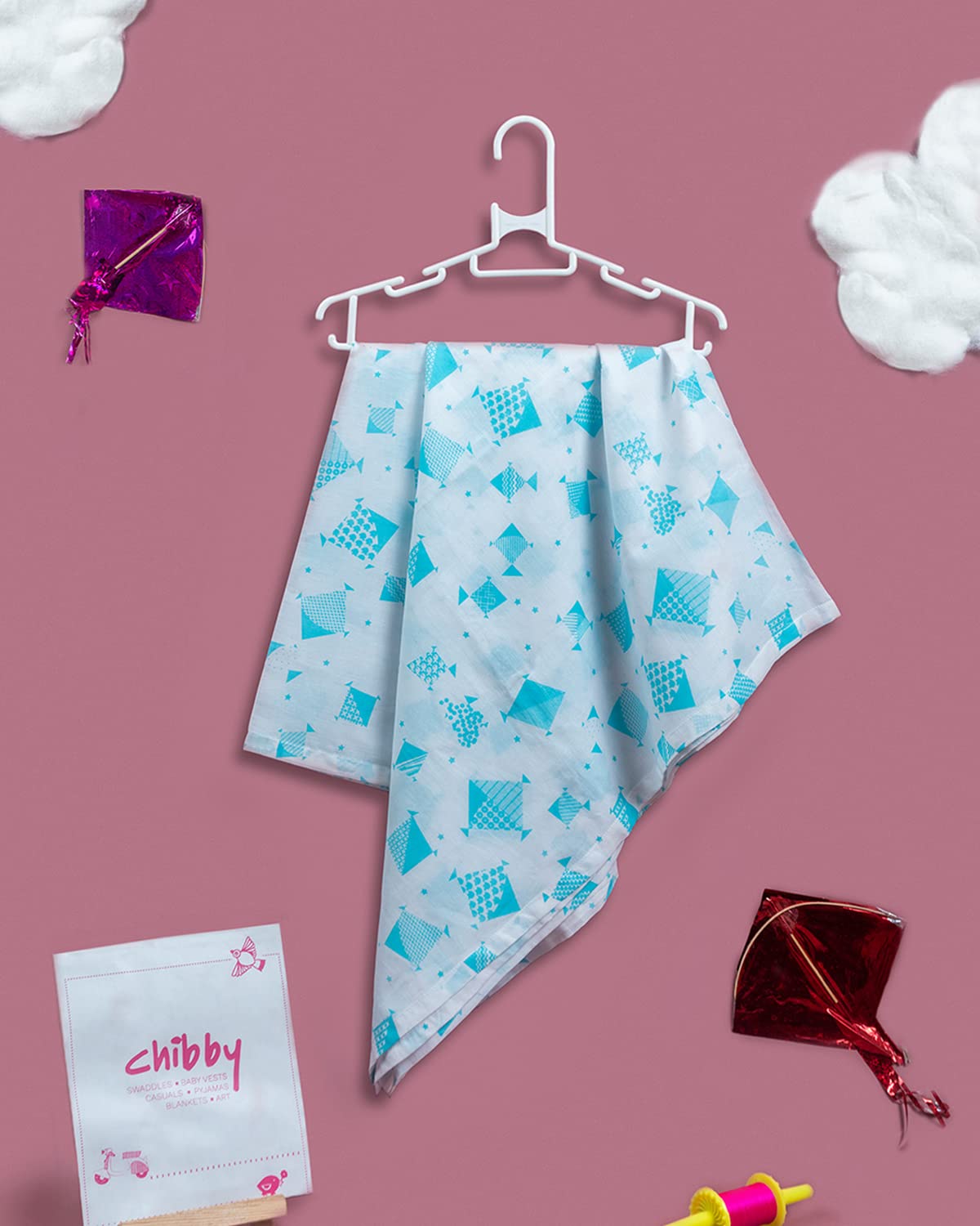 Swaddle  Swaddles for new born baby, 100% Cotton, ultra soft, multipurpose, comfortable swaddlewrapper  Kite Print (Blue)