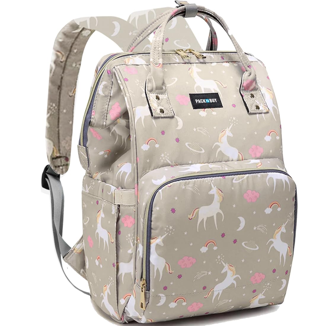 PACKNBUY Baby Diaper Bag for Mothers for Travel, Maternity Bag (Light Grey)