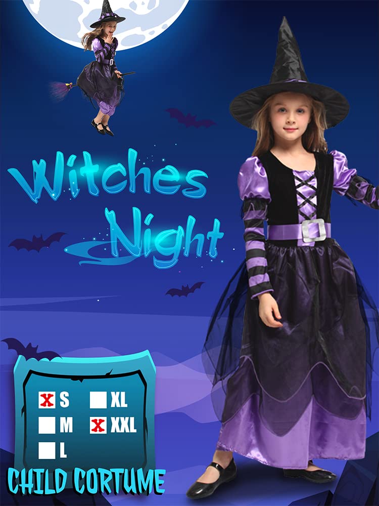 Narecte Halloween Costumes For Girls Halloween Costumes,Witch Costume For Girls Witch Costume,Kids Witch Costume Purple M