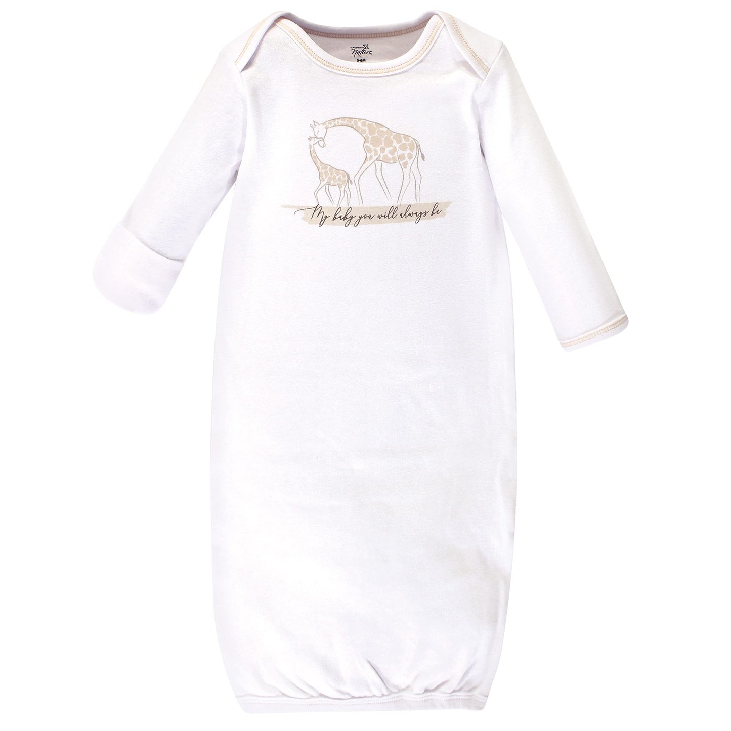 Touched by Nature Unisex Baby Organic Cotton Gowns, Little Giraffe, Preemie/Newborn