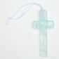 On Your Baptism Beautiful Baby Handmade Aqua Glass Cross - Treasured Baptism Gift For Baby Girl Or Boy