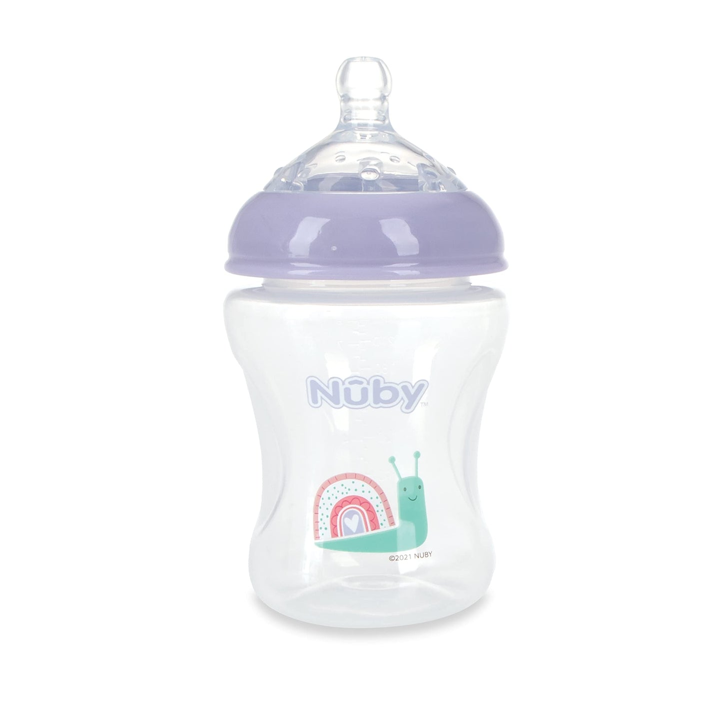 Nuby 3-Pack Infant Feeding Bottles With Slow Flow Breast Size Silicone Nipple: 0+ Months, 8Oz, 3 Pack Set: Delicate Llama, Snail