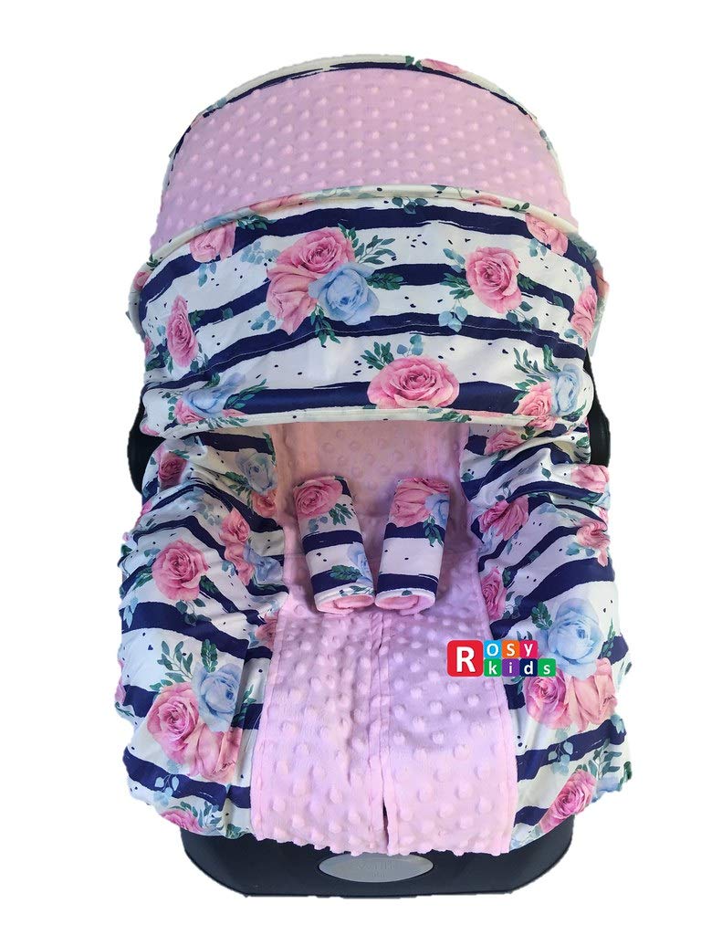 7Pc Baby Boy Baby Girl Whole Set Of Infant Car Seat Cover Canopy Hat Nursing Scarf, 01At02