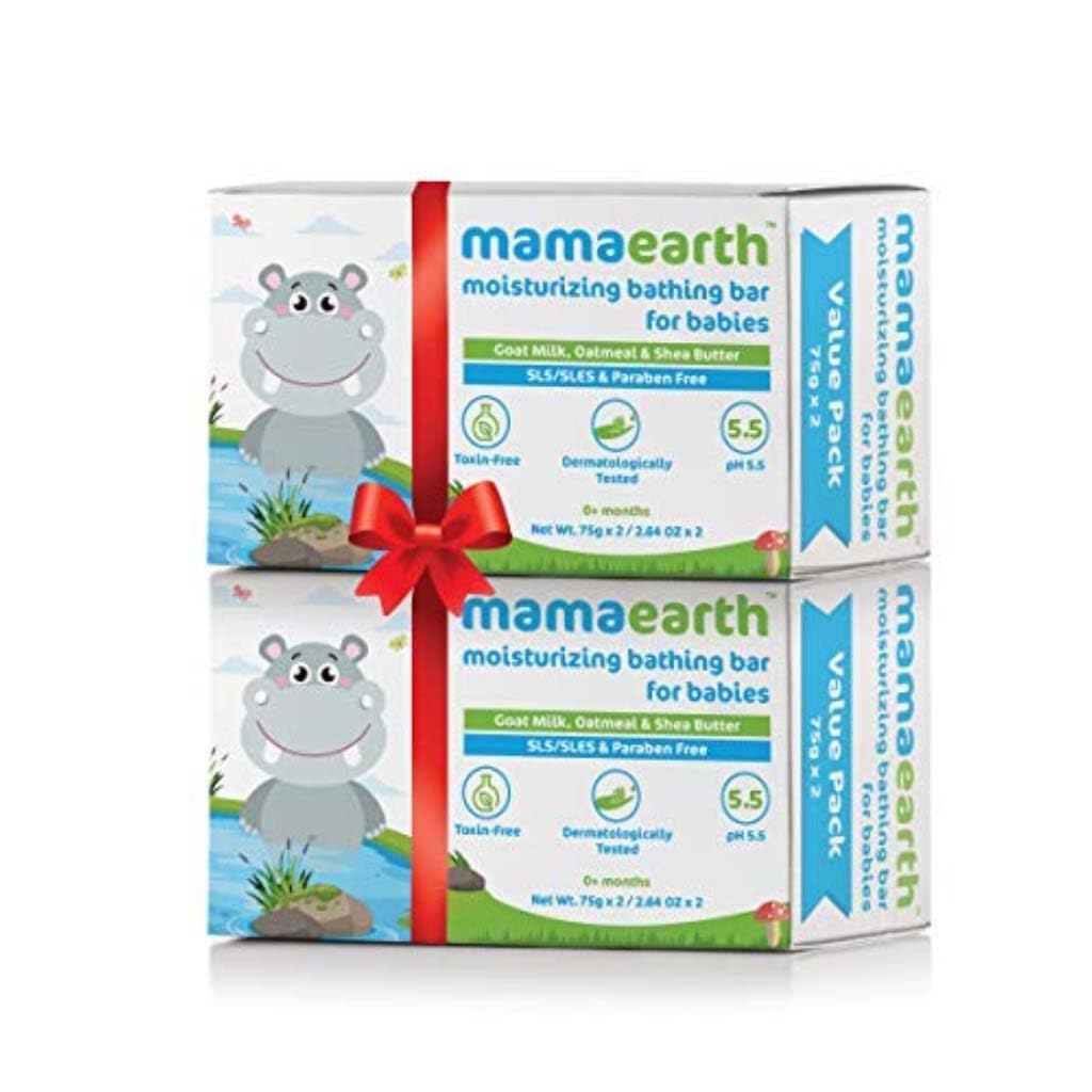 Mamaearth Moisturizing Baby Bathing Soap Bar | Cleanses Gently & Retains Moisture | With Goat Milk, Oatmeal & Shea Butter | Ph B