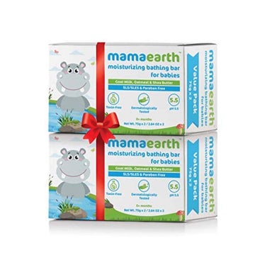 Mamaearth Moisturizing Baby Bathing Soap Bar | Cleanses Gently & Retains Moisture | With Goat Milk, Oatmeal & Shea Butter | Ph B